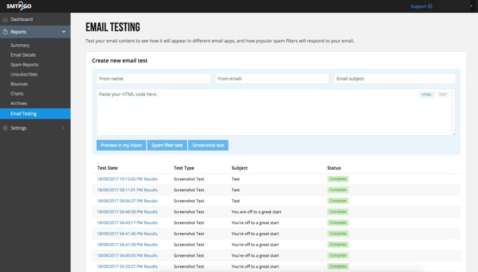 SMTP2GO-dashboard